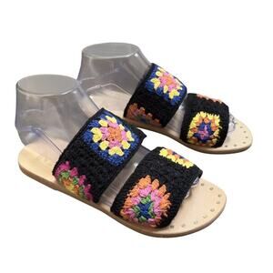 NEW MANEBI Evereve Crochet Double Strap Sandal Flats‎ Slide 36 Ret $175